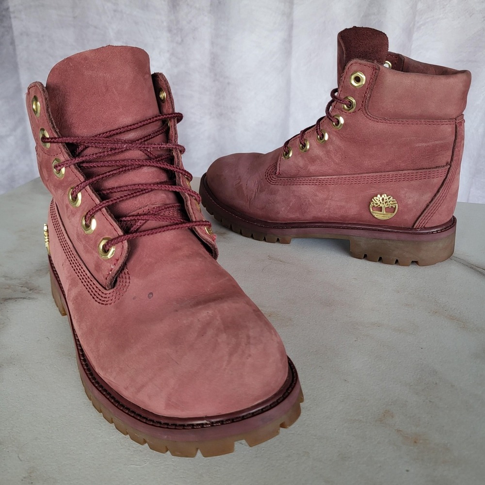 Timberland Boots Girls Size 4 or Womens Size 6 Pink Nubuck Waterproof